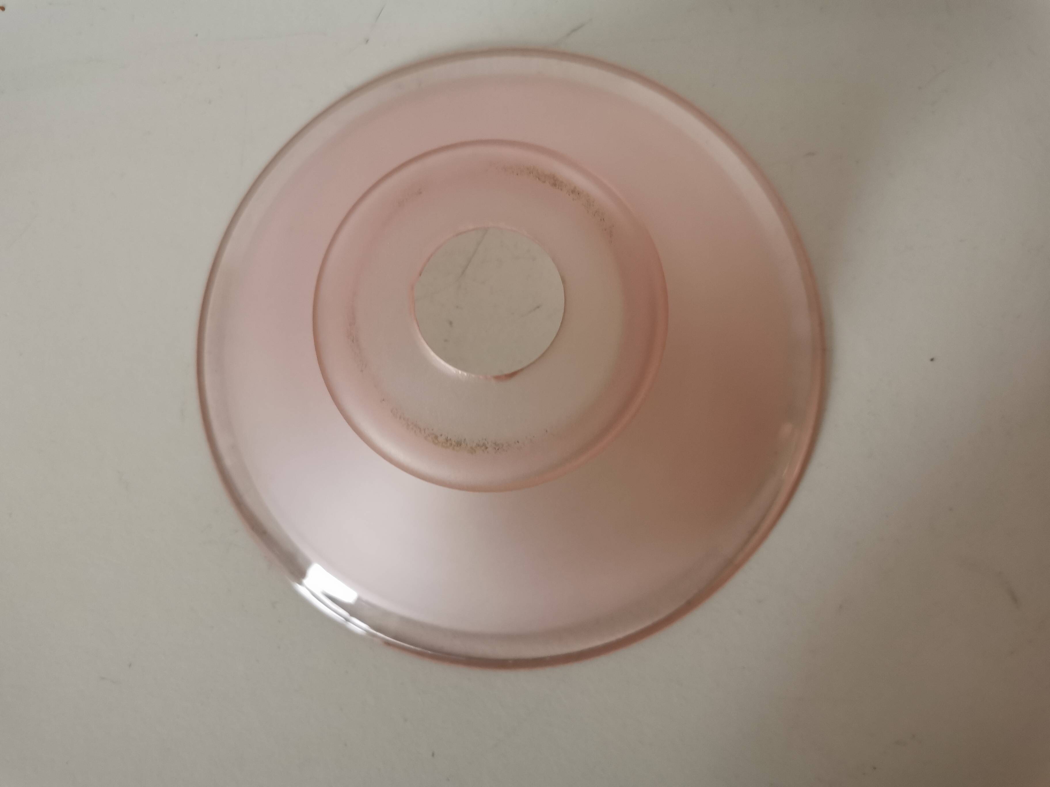 small pink lampshade in pink granite glass from the 50s