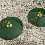 Vintage suspension duo in enamelled sheet metal style indus green and white