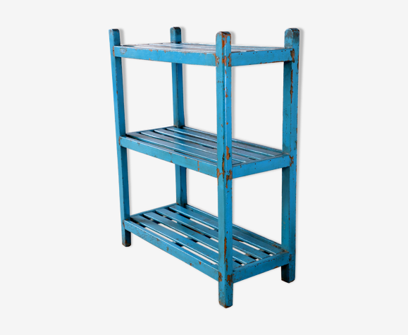 Burmese teak bookcase with original blue patina