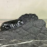 Green serpentine marble sculpture, the Lion of Lucerne after Bertel Thorvaldsen around 1880.