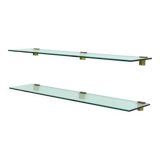 Rare Large Peter Ghyczy Brass and Glass Wall-Mounted Shelving Unit 1970s