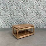 Storage bench in wood and straw (renovated)