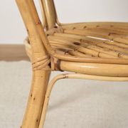 Old round rattan table, vintage from the 70s - 80s. Small table, or side table.