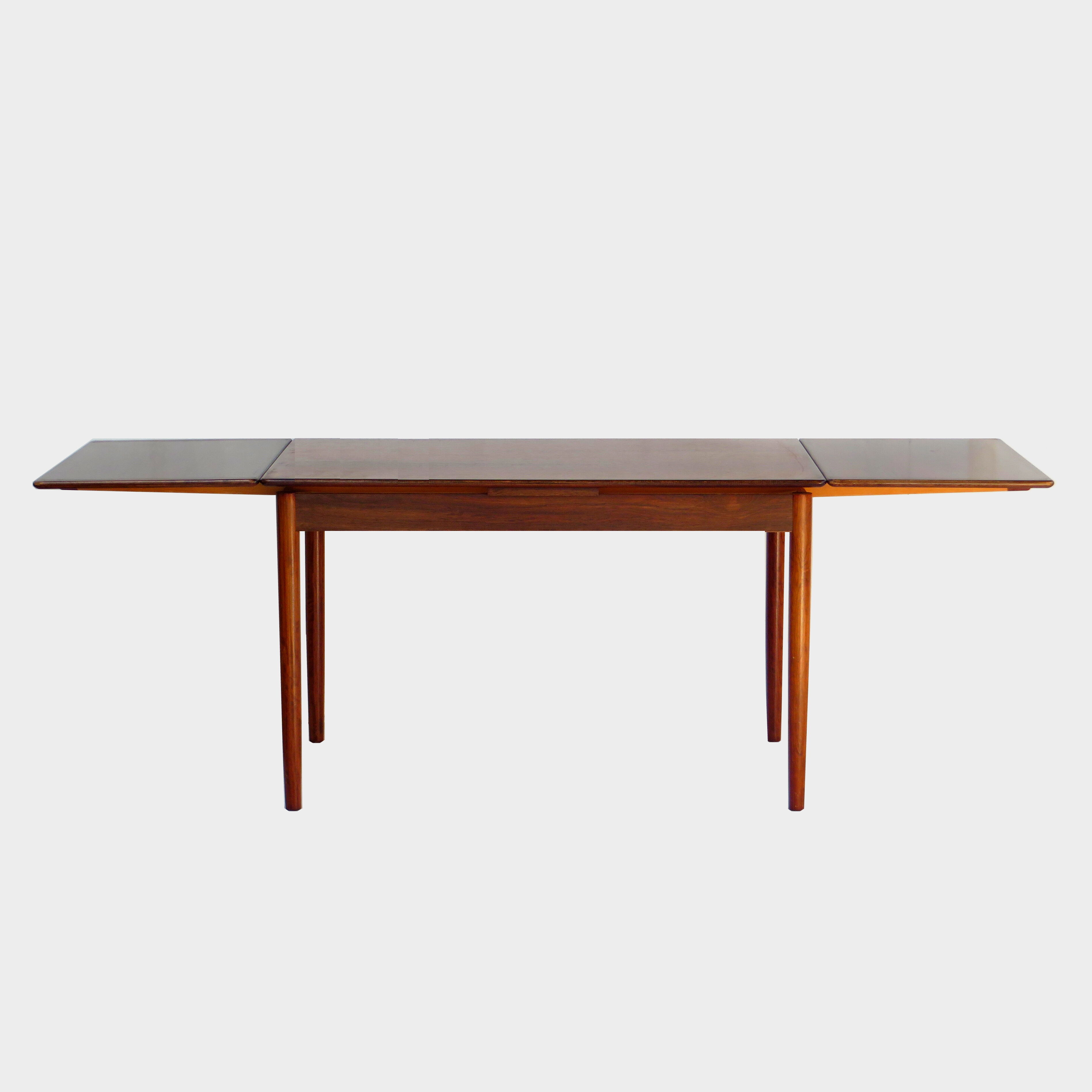 Vintage mid century danish design extendable rosewood dining table, 1960s