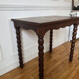 Antique beaded wood side table