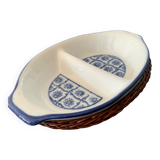 2-compartment appetizer ramekin with wicker basket