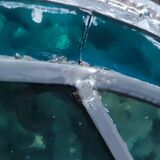 Old stained glass window in the Middle Ages style