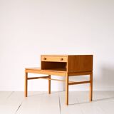 Scandinavian oak bench with drawer