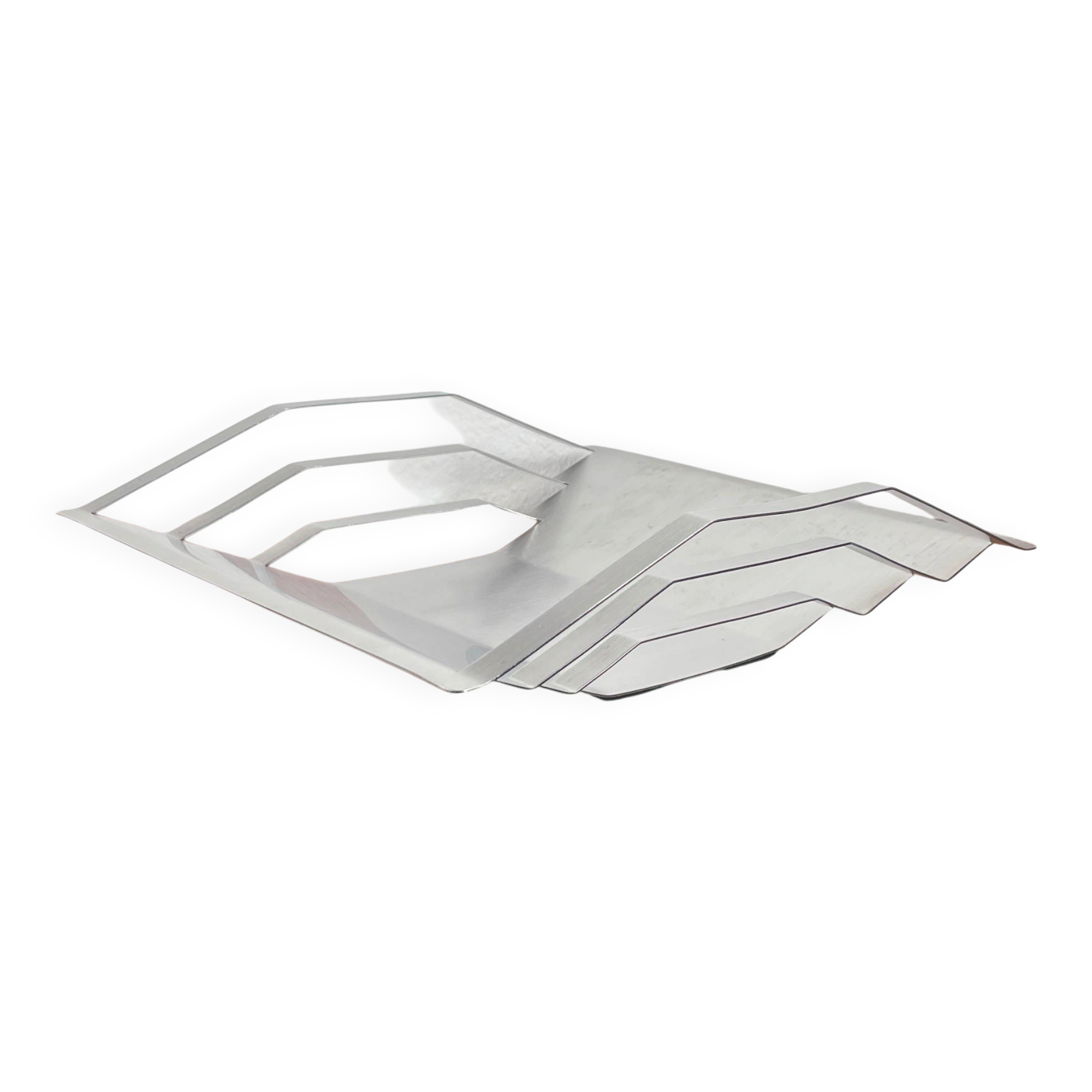 Minimalist postmodern metal fruit bowl, 1980s