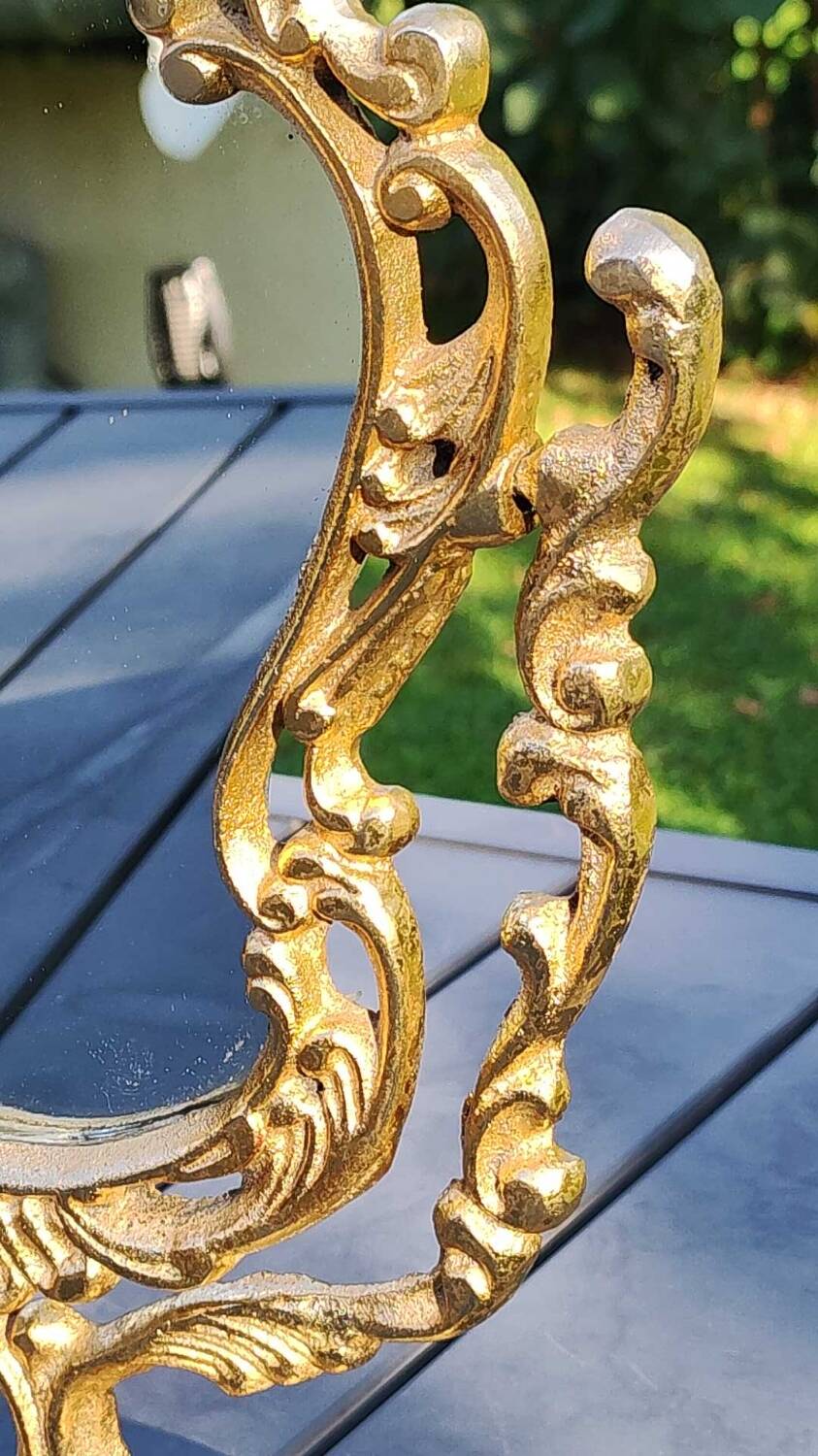 Pivoting Psyche Makeup Mirror. Baroque/Rocaille Style. Bronze. Dim 31 x 20 cm