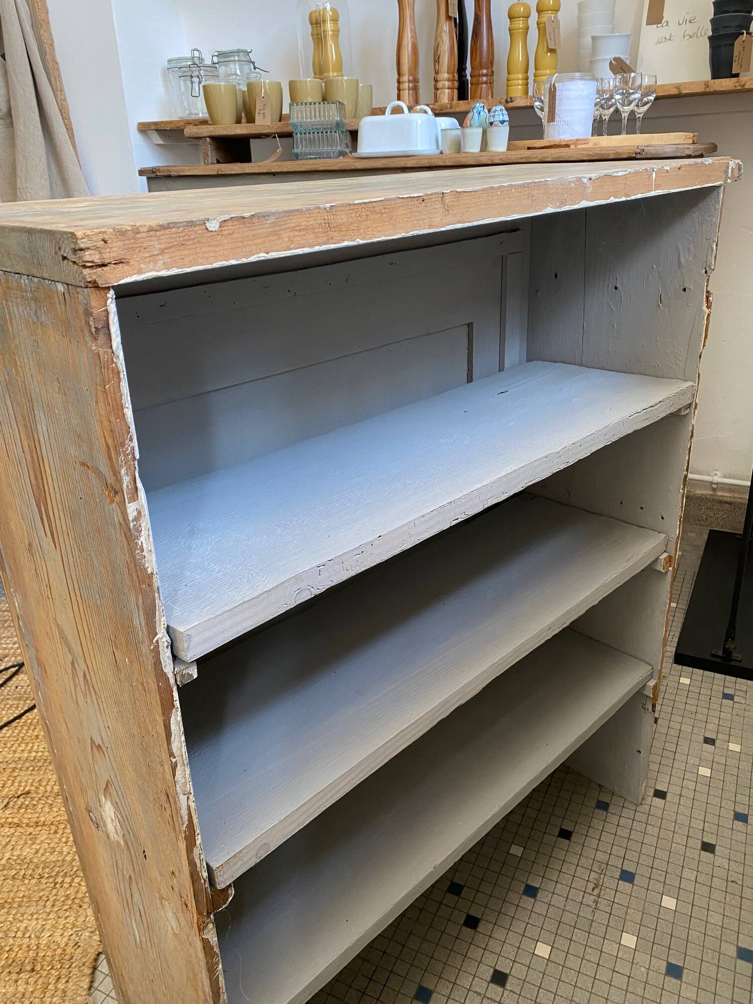 One-door stripped pine sideboard
