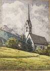 Aquarelle Et China Motiven Vigo Di Fassa Signé E.Baldwin 1955