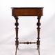 Antique sewing/side table with built-in storage - hand polished mahogany - turned legs - year 1890s