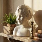 Very rare large faience bust from Sarreguemines, antique Art Deco.