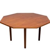 Teak octangle shaped dining table 1960s