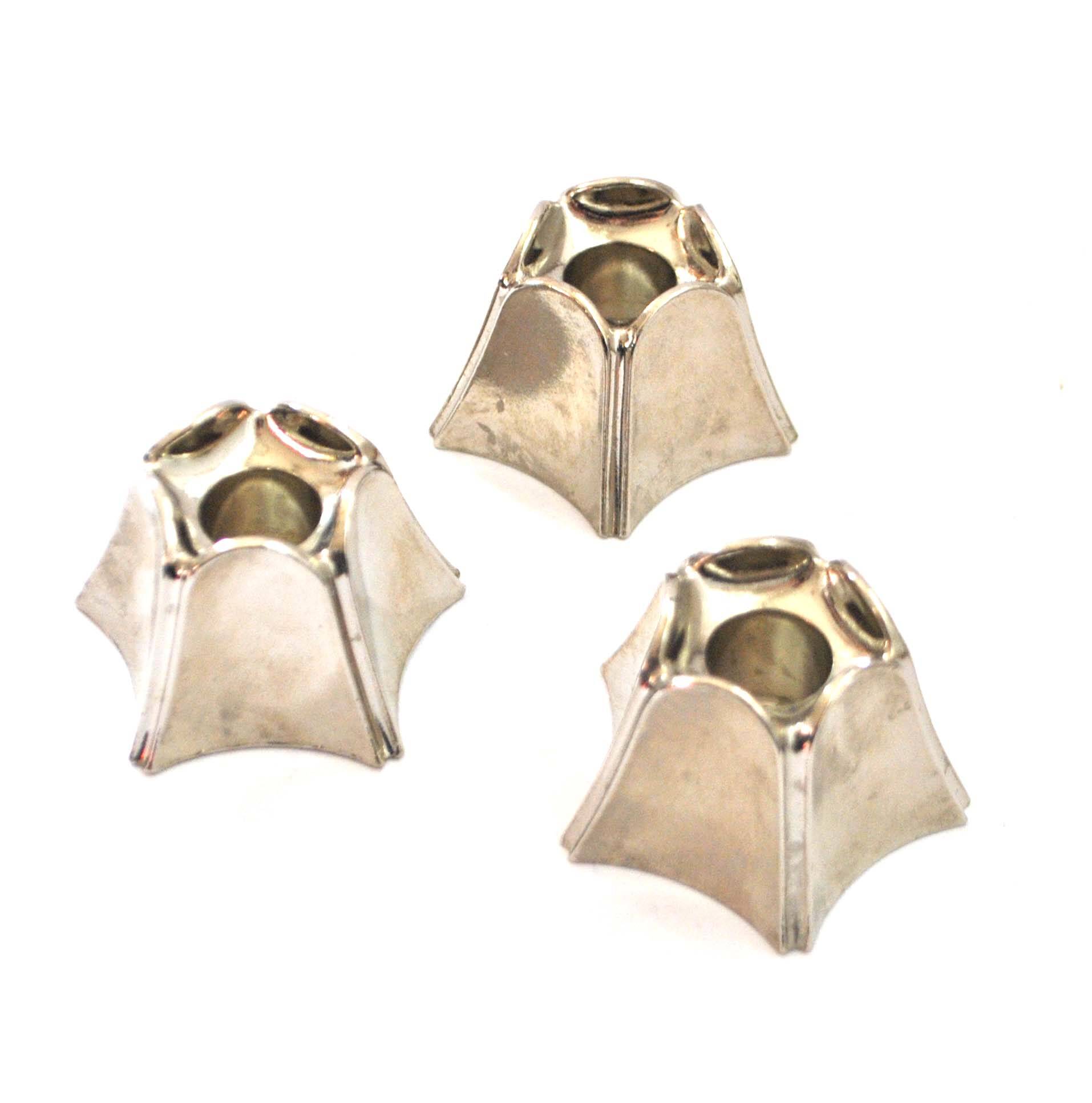 Set of 3 DESIGN BMF modular candle holders in silver metal 1970