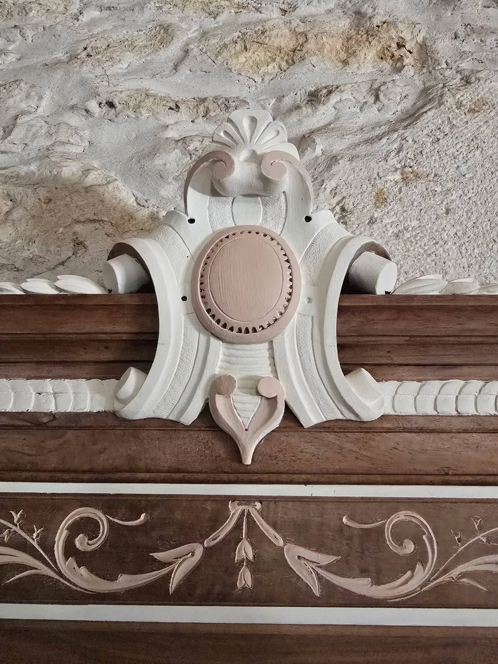 Old cornice in French neoclassical Louis XVI style.