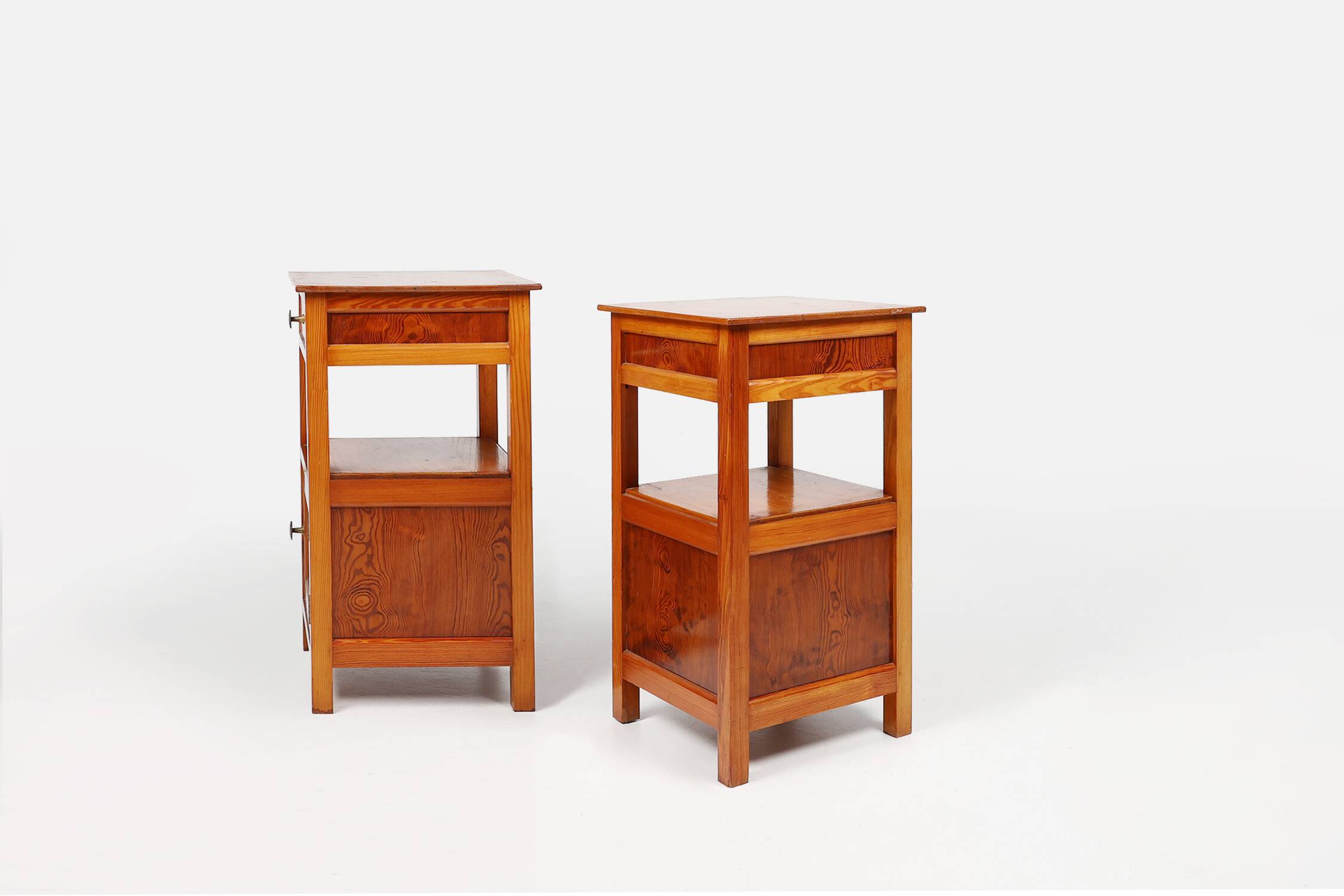 Pair of Art Deco Nightstands in wood, France 1940s