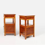 Pair of Art Deco Nightstands in wood, France 1940s