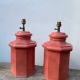 Pair of speckled pink ceramic lamp bases