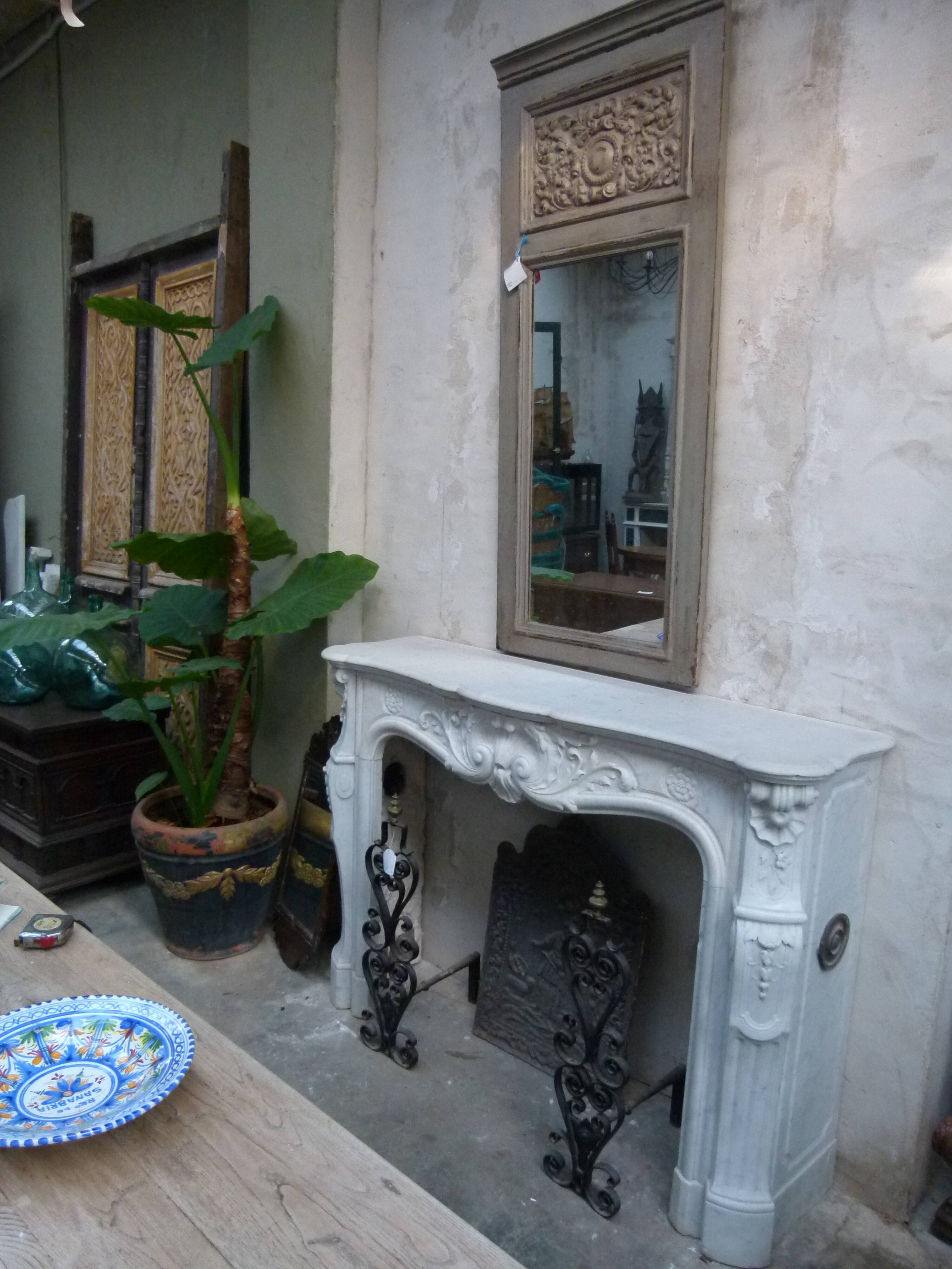 19th century Carrara marble fireplace