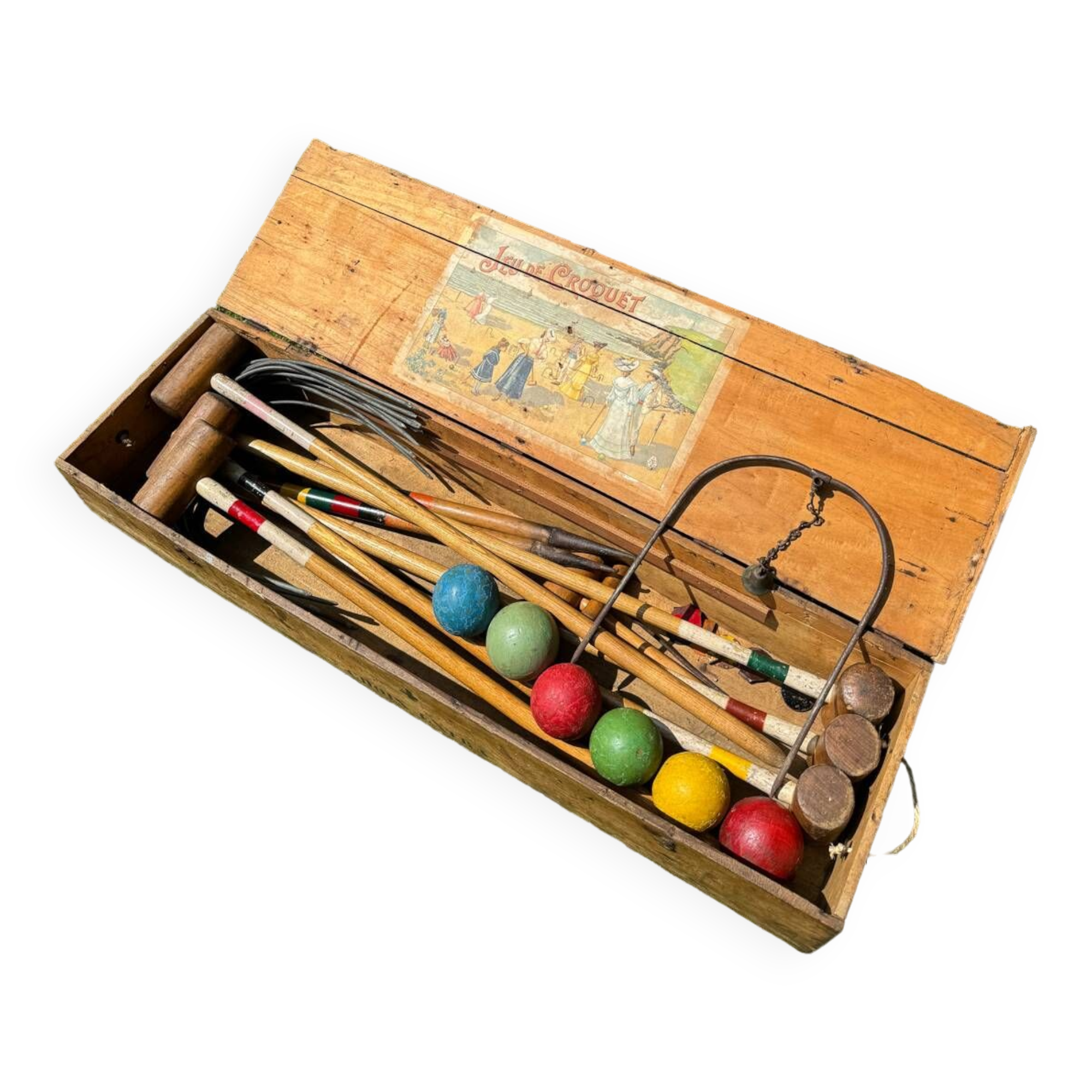 Old vintage wooden croquet game
