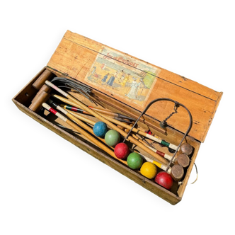 Old vintage wooden croquet game