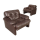 Pair of brown leather armchairs "Coronado"