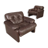 Paire de fauteuils en cuir marron « Coronado »