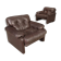 Pair of brown leather armchairs "Coronado"