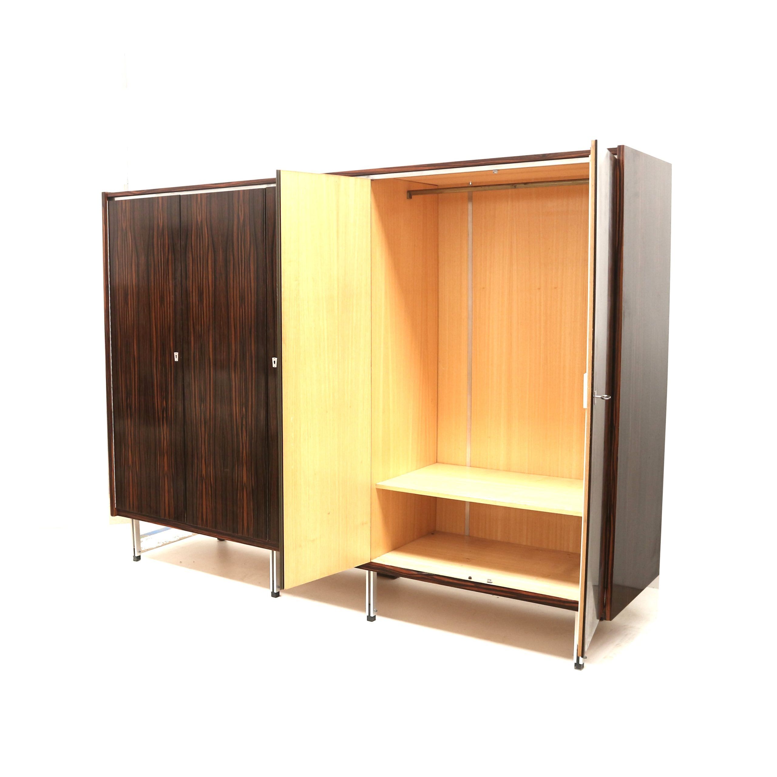Large vintage designer wardrobe with hanging and storage space from the 1960s