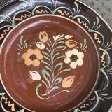 Alsatian decorative hollow dish, handmade pottery, Henri Siegfried, vintage