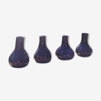 4 vases en verre soufflé violet