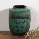 Ancient emerald green enamelled vase (circa 1820) #26