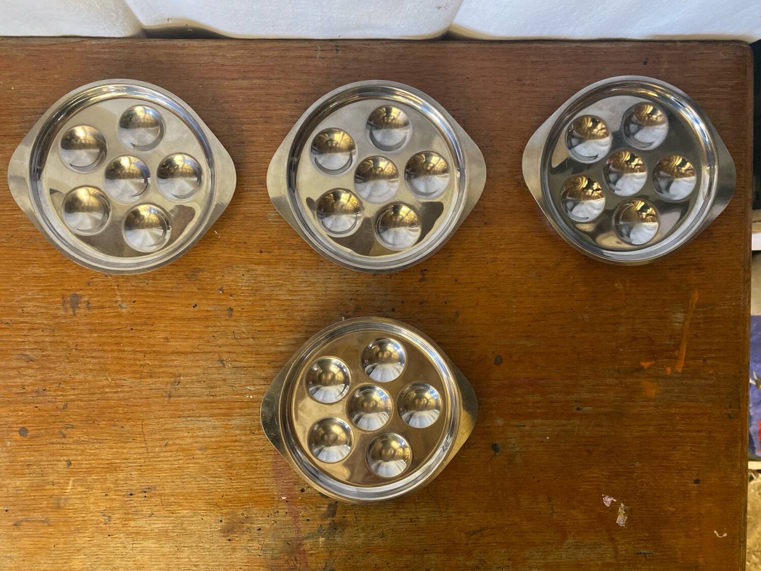 Set of 4 Snail Plates GUY DEGRENNE Stainless Steel Made in France Servic