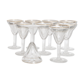 Ensemble de 9 verres a vin des années 1940/1950 milieu XXeme , mid century