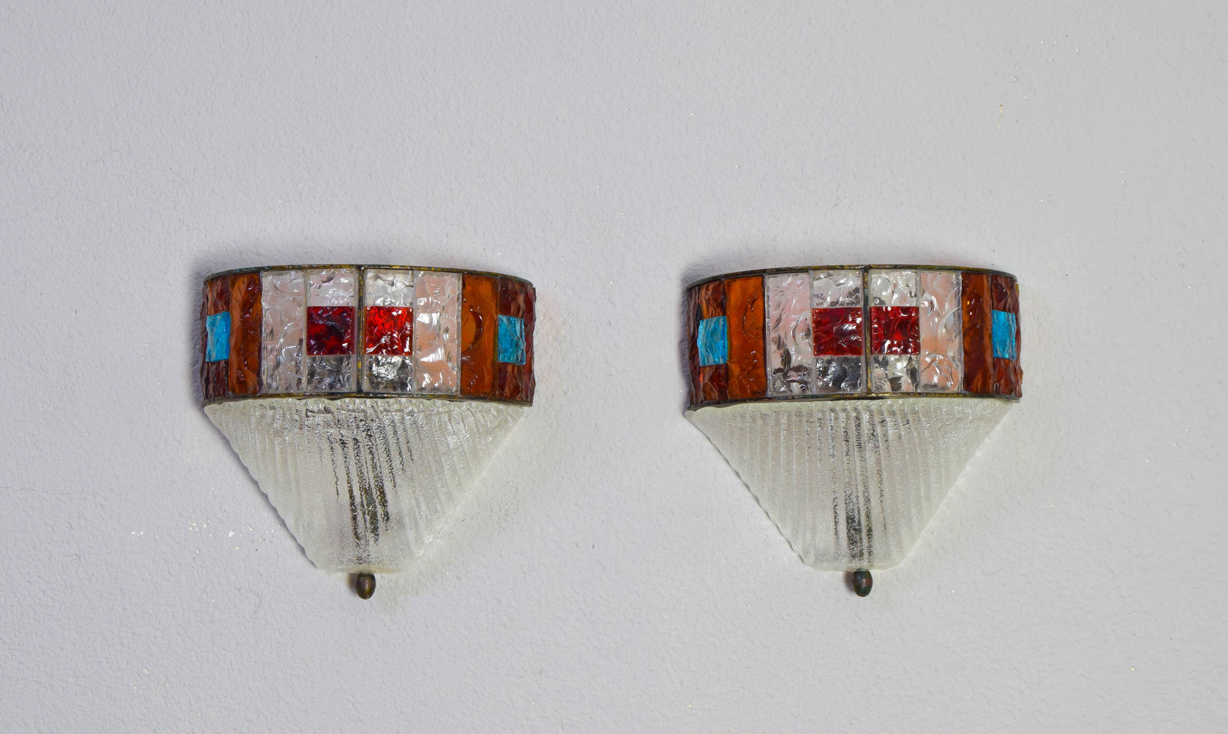 Set of Two Mid-Century Italian Modern Longobard Poliarte Sconces