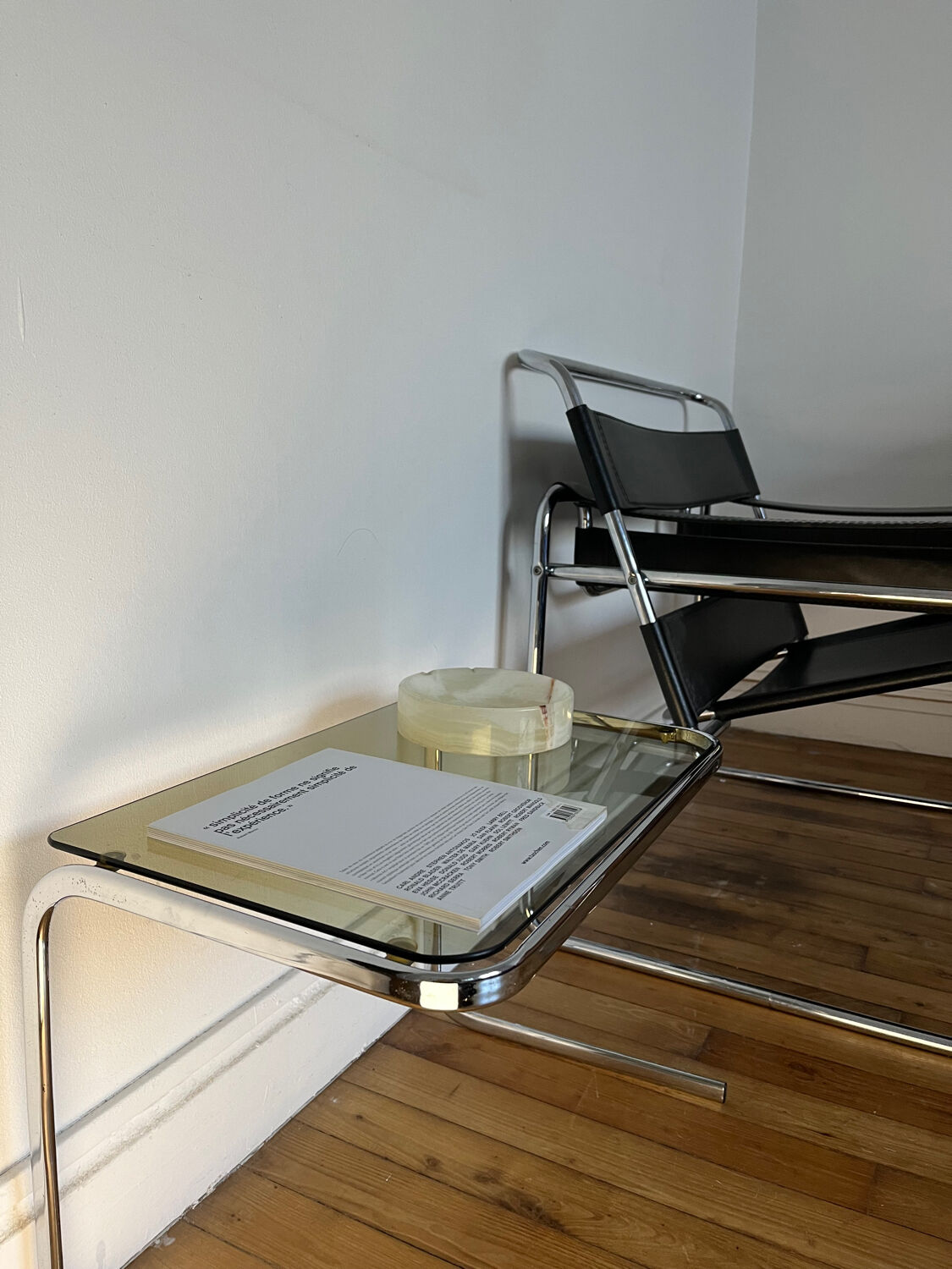 Vintage smoked glass side table