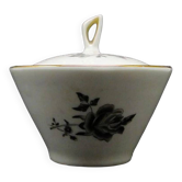Art Nouveau sugar bowl, cream ceramics, Ćmielów, Poland, 1960s