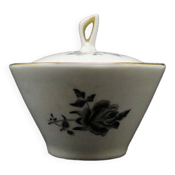 Art Nouveau sugar bowl, cream ceramics, Ćmielów, Poland, 1960s