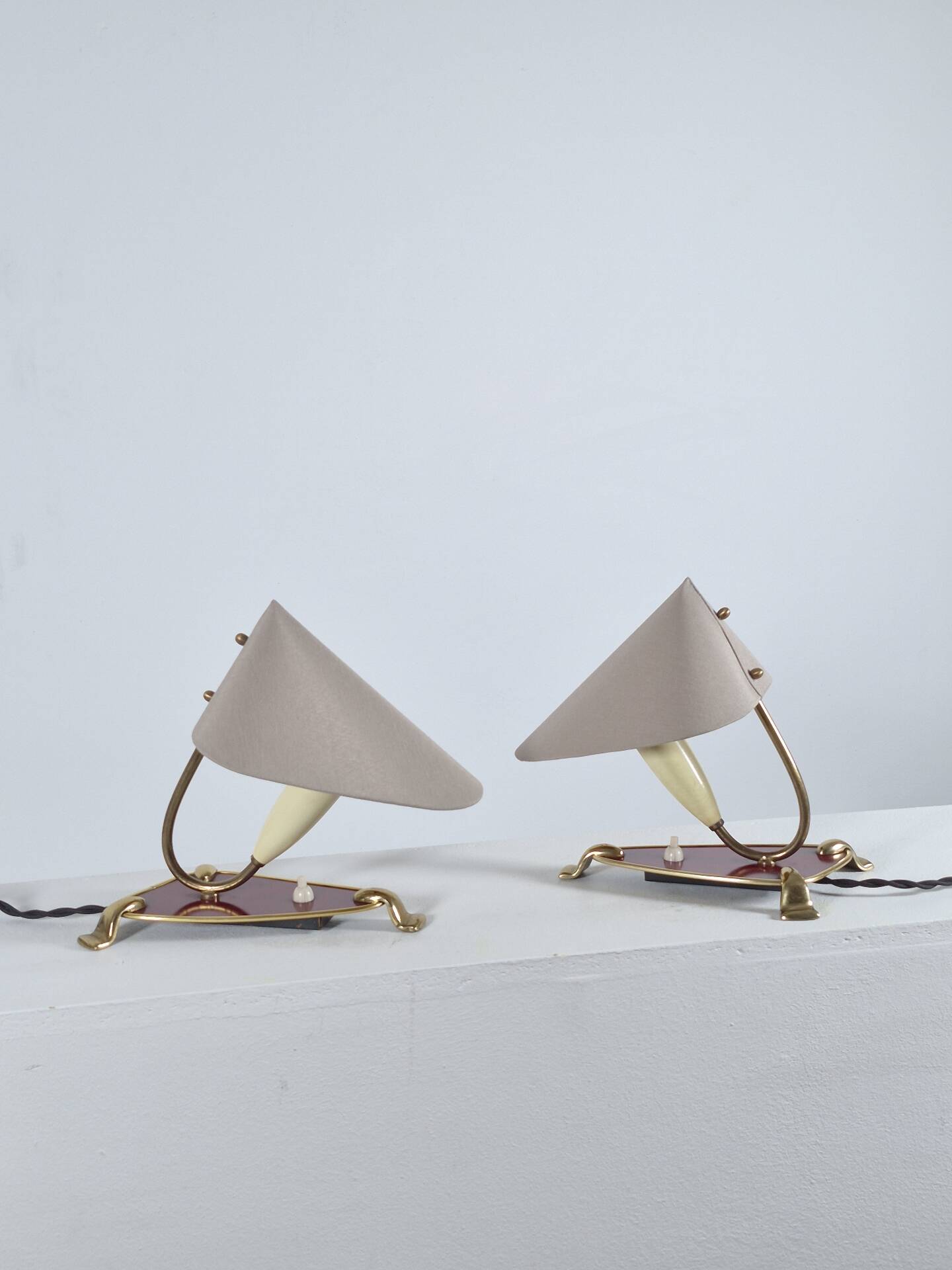 Pair of vintage brass wall or table lamps from the 1950s.