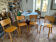 Set of 4 light wood chairs from the 1960s.