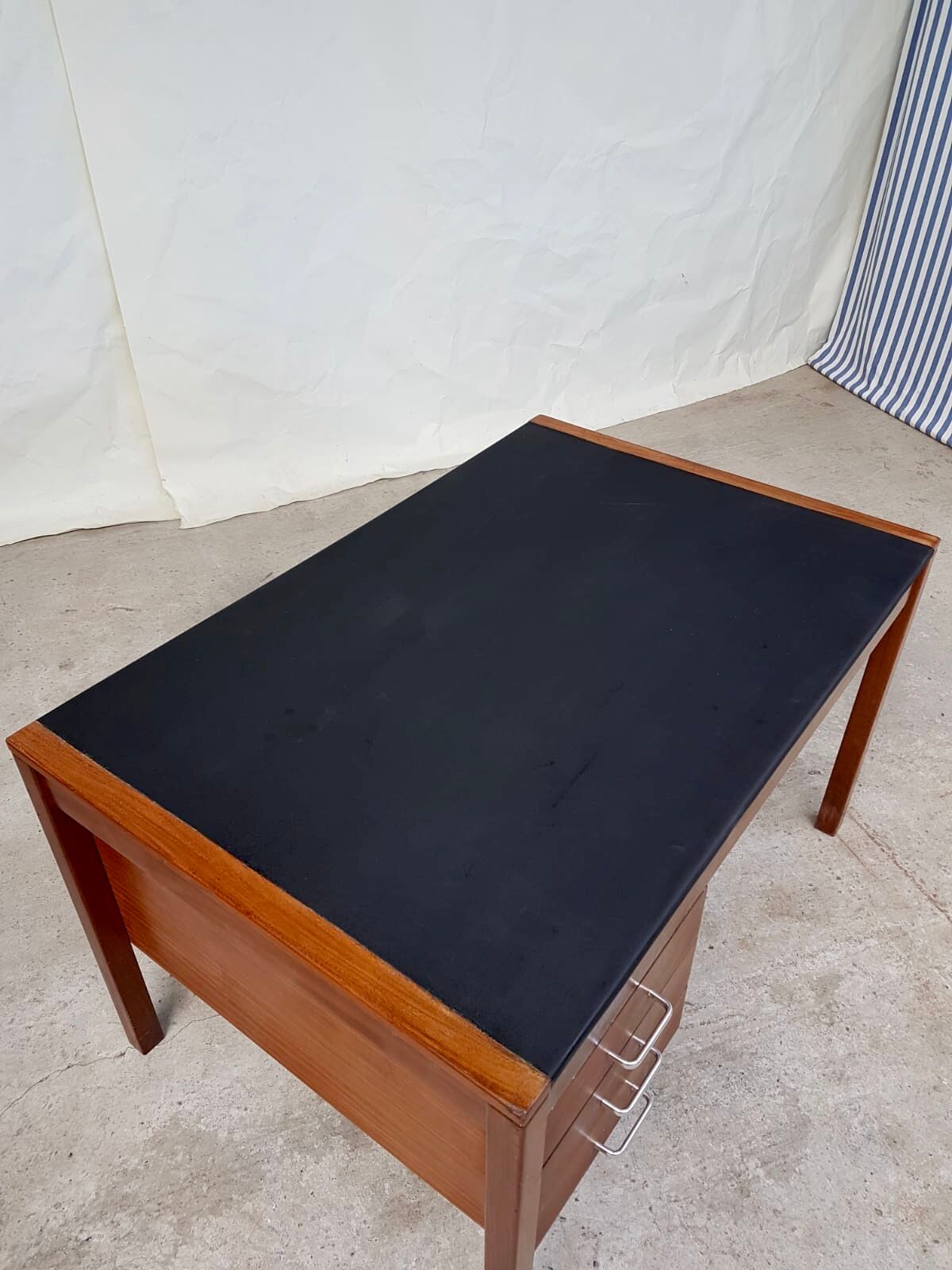 Teak desk with vinyl top