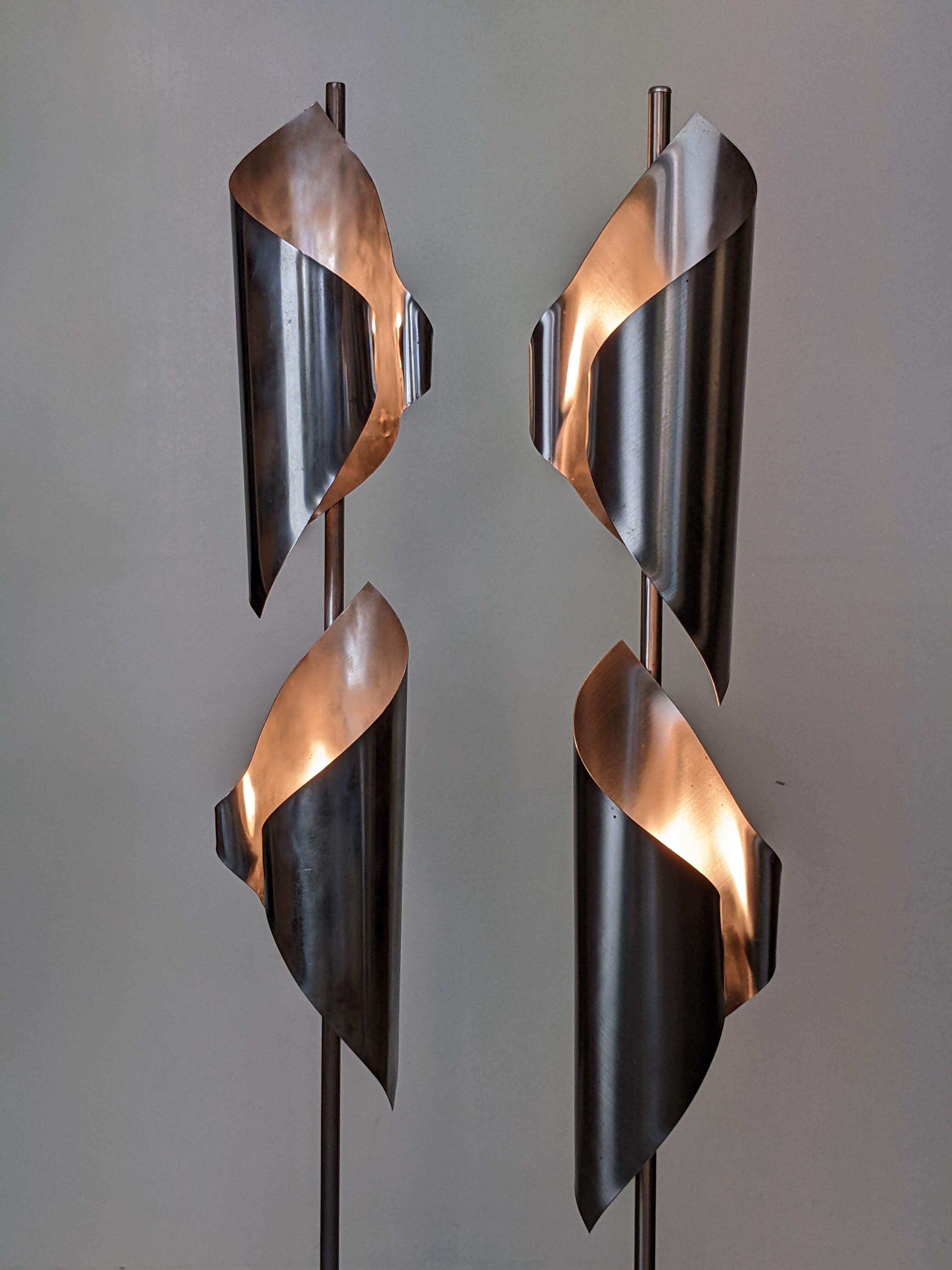 Pair of Space Age Stainless Steel Street Lights - 70s