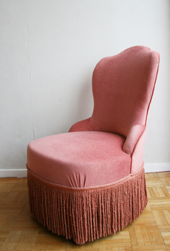 Fauteuil crapaud velours rose