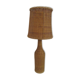 Lampe à poser vintage en rotin osier