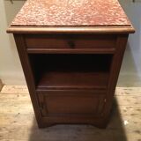 Bedside solid oak and brown marble