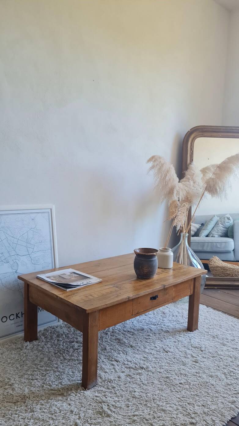 Vintage rectangular wooden coffee table