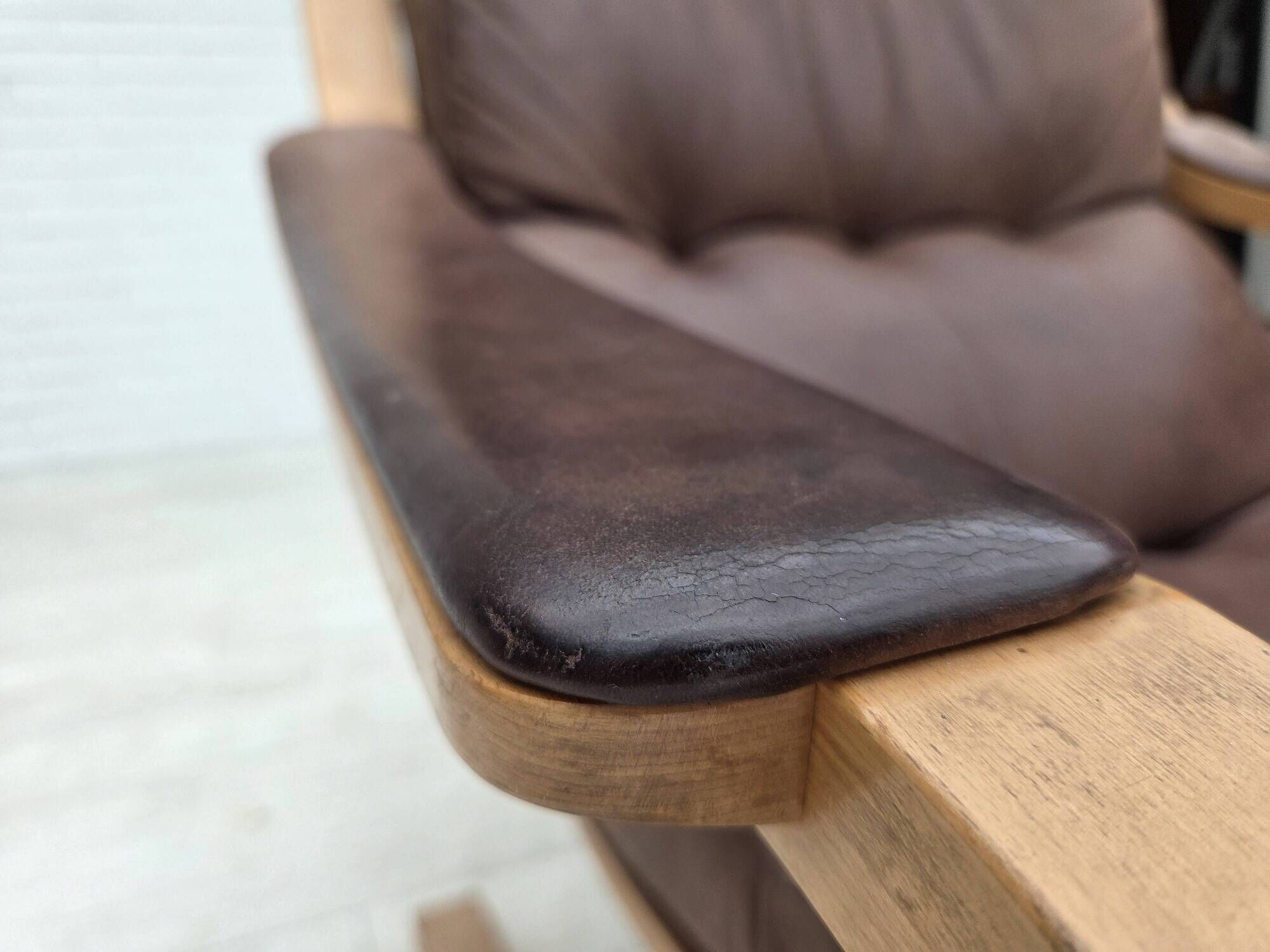 1970s, Swedish design by Åke Fribytter, armchair, leather, bentwood.