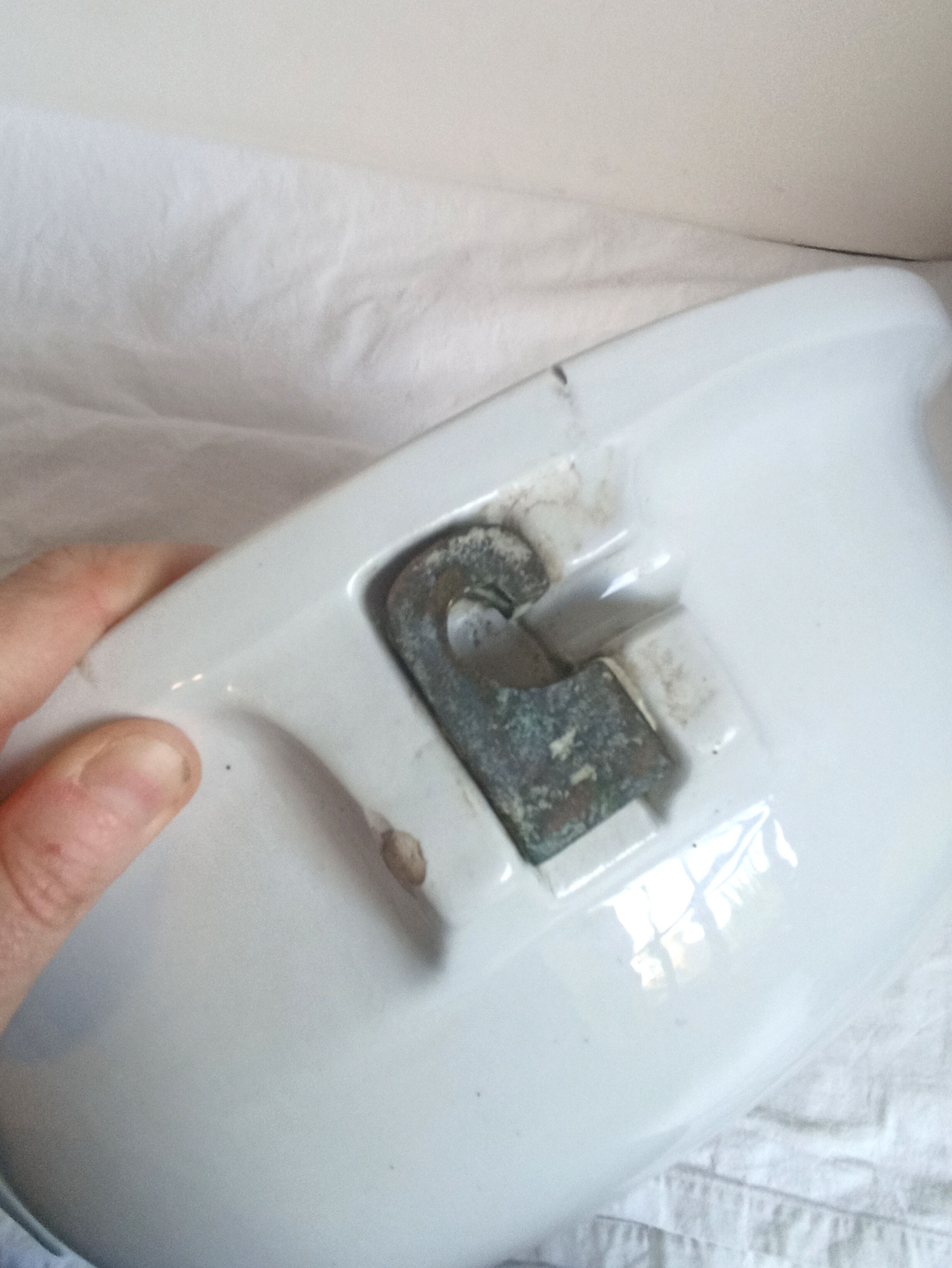 Porcher antique porcelain tilting basin